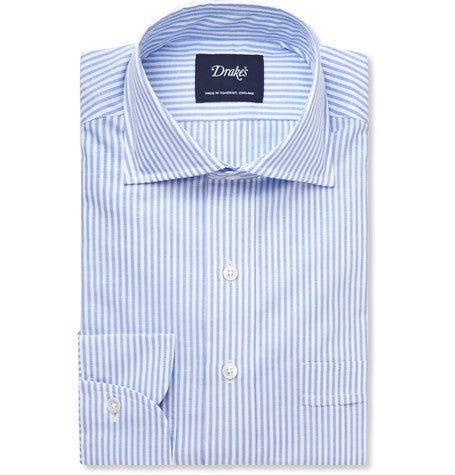striped cotton and linen blend shirt