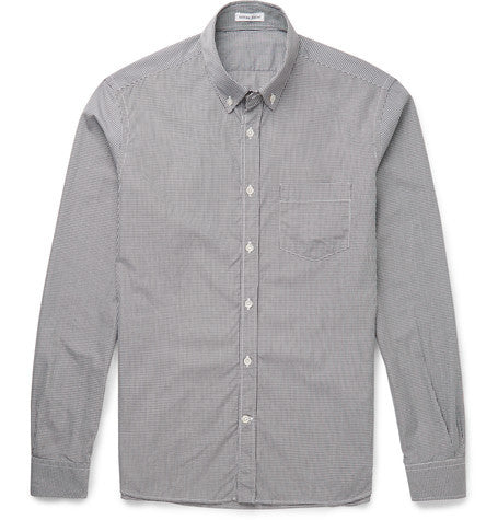 slim fit button down collar gingham cotton shirt