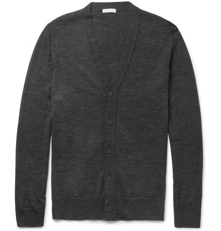 slim fit merino wool cardigan