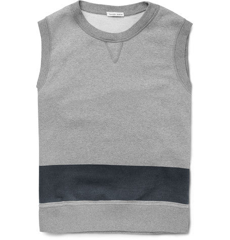 two tone fleece back cotton jersey tank top