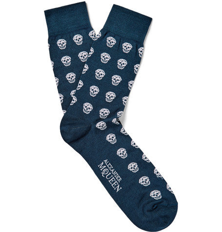 skull patterned cotton blend jacquard socks