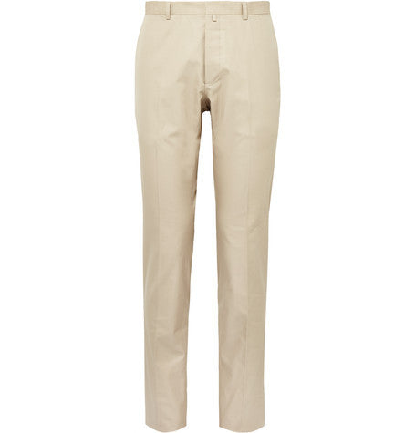 slim fit cotton twill trousers