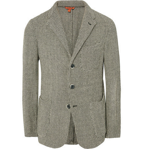 slim fit melange knitted cotton blazer