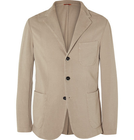 sand slim fit unstructured cotton jersey blazer