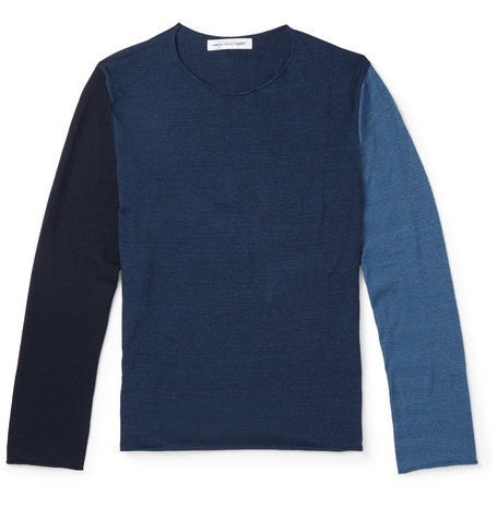 slim fit colour block knitted cotton t shirt