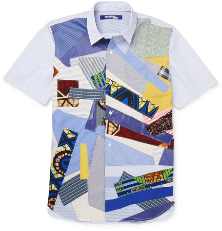 slim fit patchwork cotton shirt