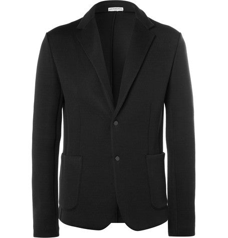 black cotton blend jersey blazer