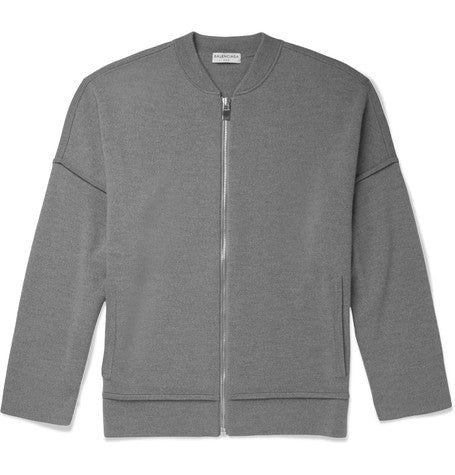 wool jersey zip up sweater