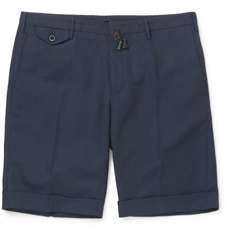 wool and linen blend shorts