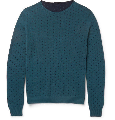 slim fit reversible polka dot cotton sweater