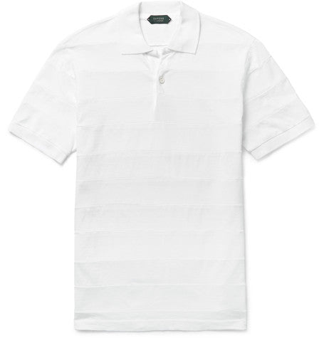 slim fit panelled pima cotton polo shirt