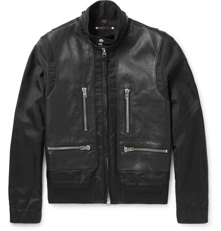 mashup barracuda canvas and leather jacket