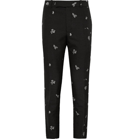 slim fit jacquard trousers