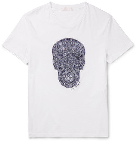 slim fit skull embroidered cotton jersey t shirt
