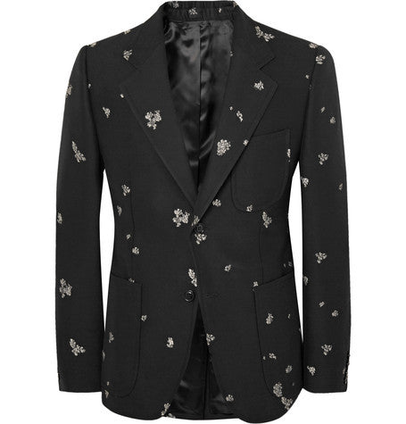 black slim fit jacquard blazer