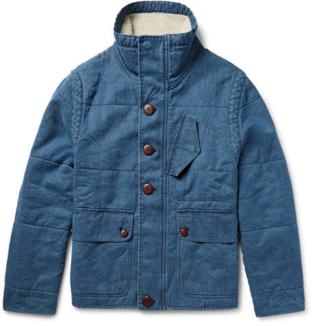 arroyo faux shearling trimmed hemp and organic cotton blend jacket