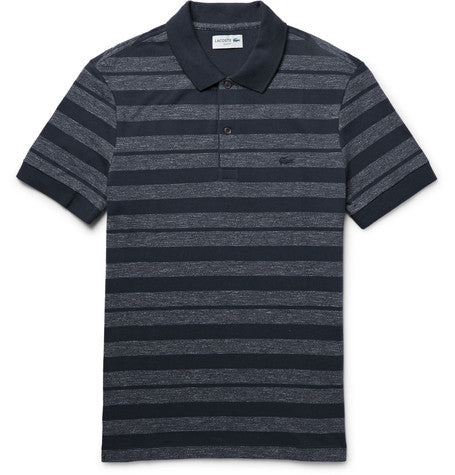 slim fit striped melange stretch cotton pique polo shirt
