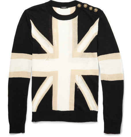 union jack linen and cotton blend sweater