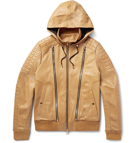 leather hooded jacket