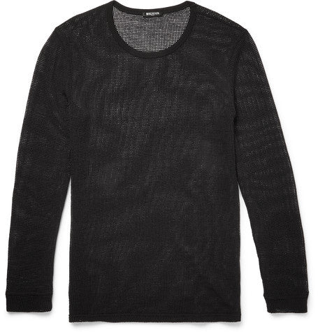 basketweave knit cotton and linen blend top