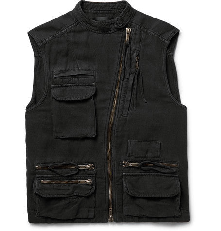 washed cotton and linen blend gilet