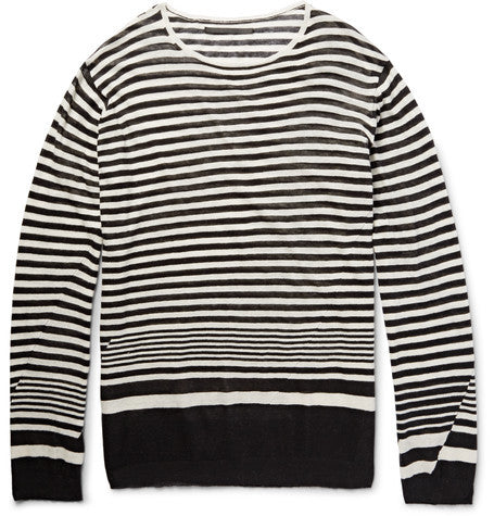 striped cotton and cashmere blend t shirt