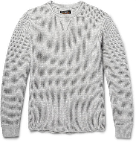 waffle knit cotton blend sweater