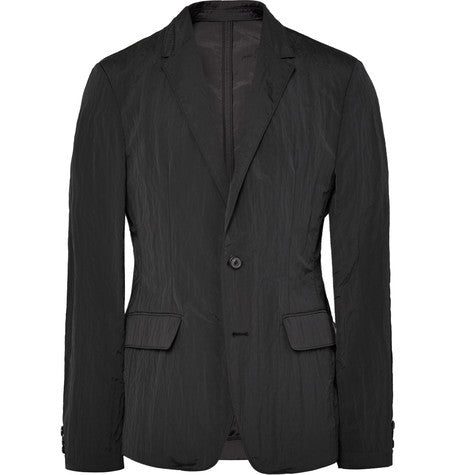 black slim fit textured shell blazer