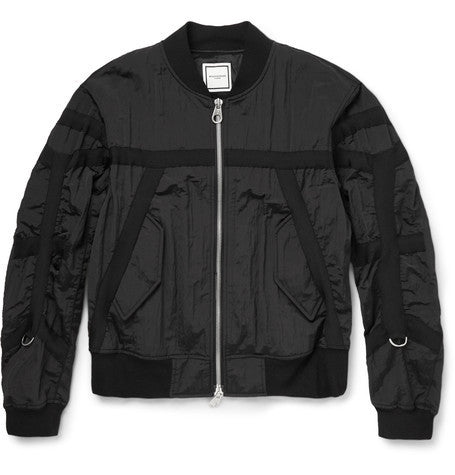 grosgrain trimmed textured shell bomber jacket
