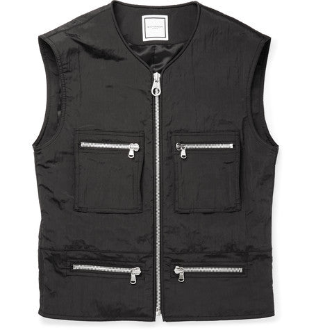 padded textured shell gilet