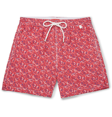 lifesaver print mid length swim shorts