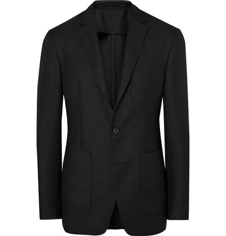 london black slim fit mohair and wool blend hopsack blazer