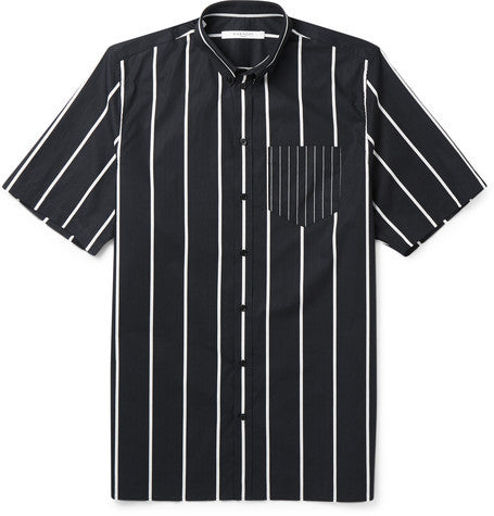 columbian fit button down collar striped cotton shirt