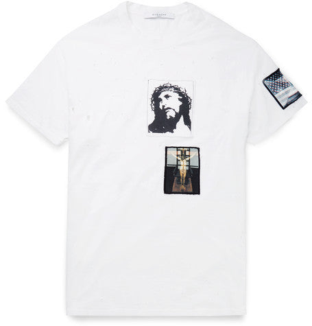 columbian fit appliqued cotton t shirt