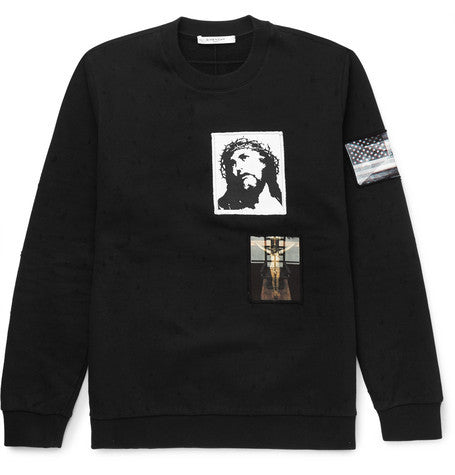 patch embellished cotton jersey sweatshirt