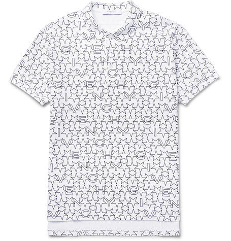 printed cotton pique polo shirt