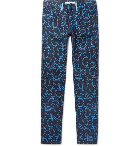 cuban fit star print denim jeans