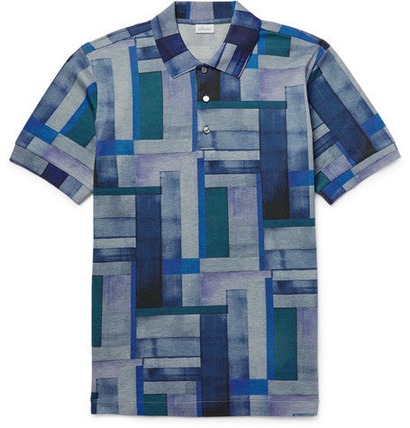 patchwork effect cotton pique polo shirt