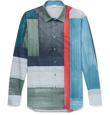 colour block cotton shirt