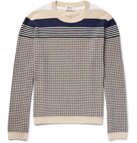 koos striped waffle knit cotton blend sweater