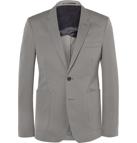 grey stan slim fit cotton twill blazer