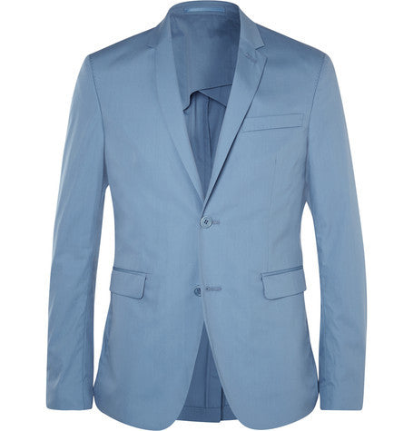 blue aron slim fit cotton blend suit jacket