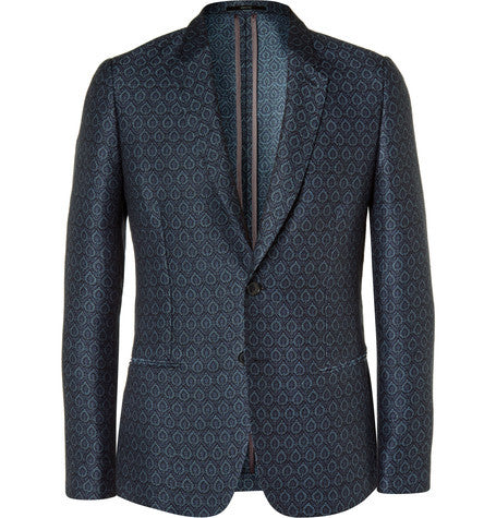 london blue soho slim fit linen and cotton blend jacquard blazer