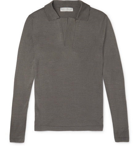 knitted silk polo shirt
