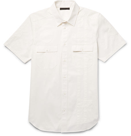 appliqued cotton twill shirt
