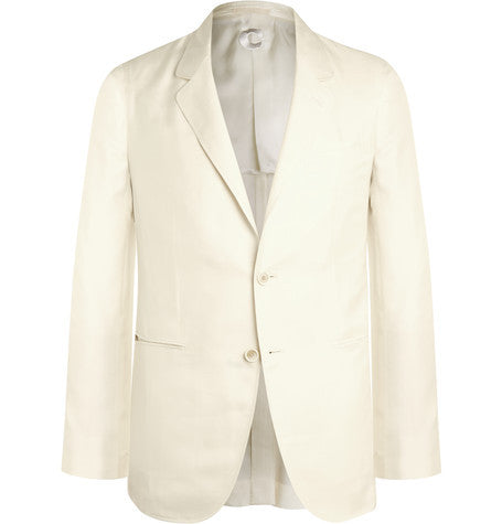ivory slim fit silk blazer