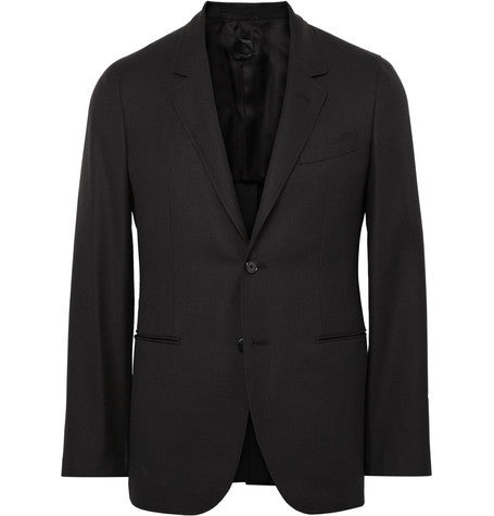 black butterfly slim fit wool hopsack blazer