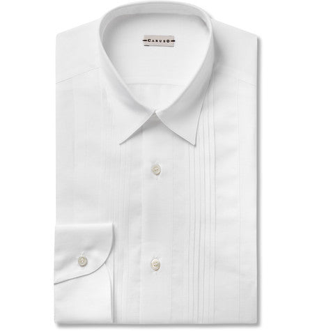 white bib front cotton and linen blend shirt