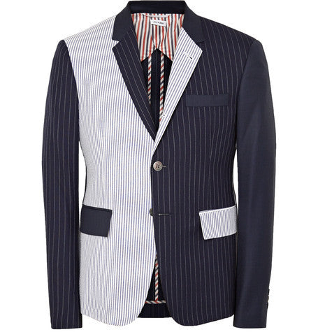 slim fit panelled wool blazer