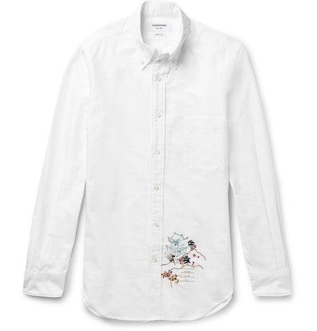 slim fit embroidered cotton oxford shirt
